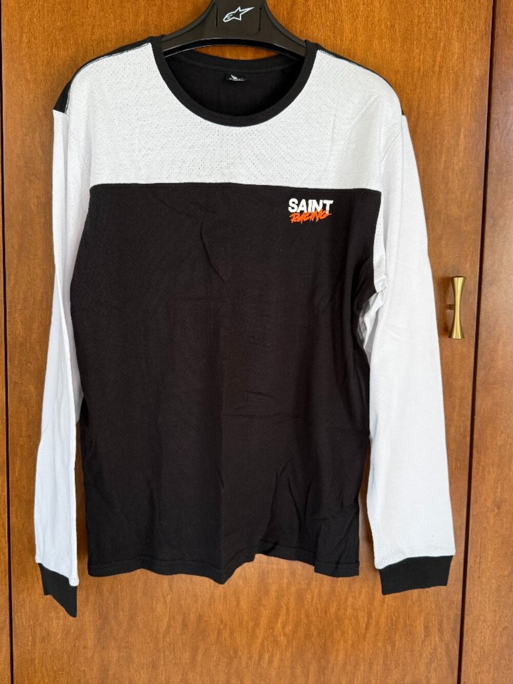 SAINT Racing Mesh Long Sleeve Jersey 2XL Fits XL Black White Moto Streetwear